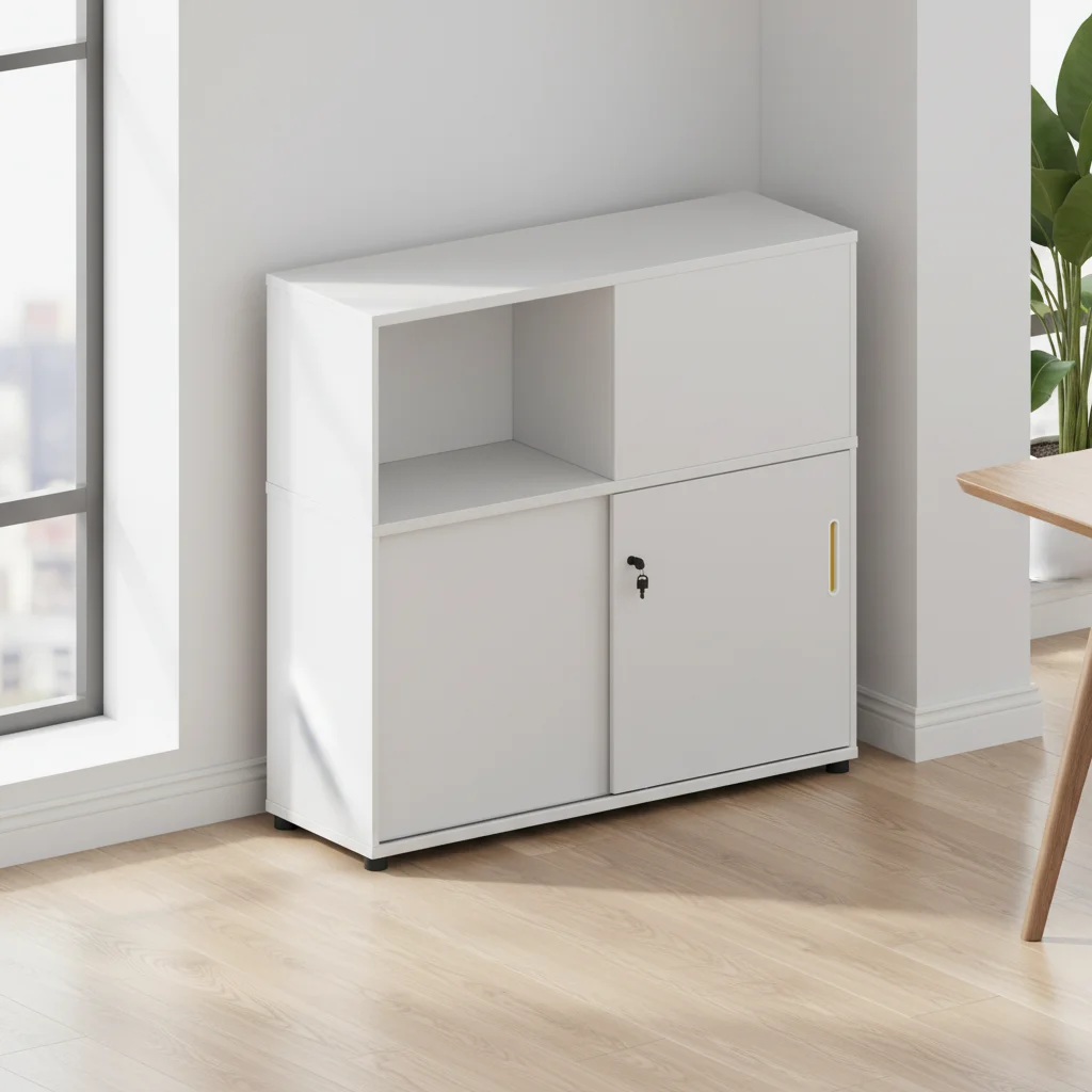 Compact Single Sliding Door Filing Cabinet Storage Solution Solid Wood Eco-Friendly Large Capacity Home Office Organization 2