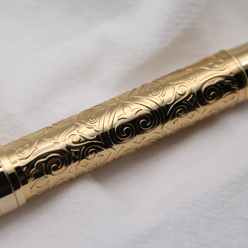 Hot Selling Modern Stationery Luxury Gold Pattern Rollerball Pen Design Pen Metal Roller Pen