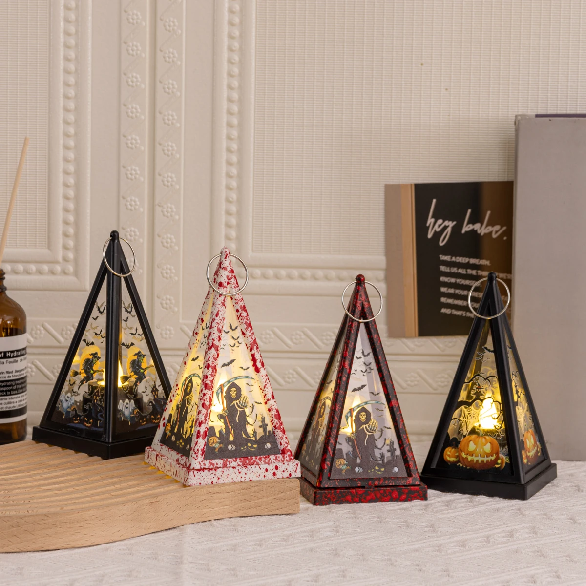 Halloween Flameless LED Small Triangle Candle Festival Decoration Atmosphere Light Home Decoration Party Outdoor Ornament