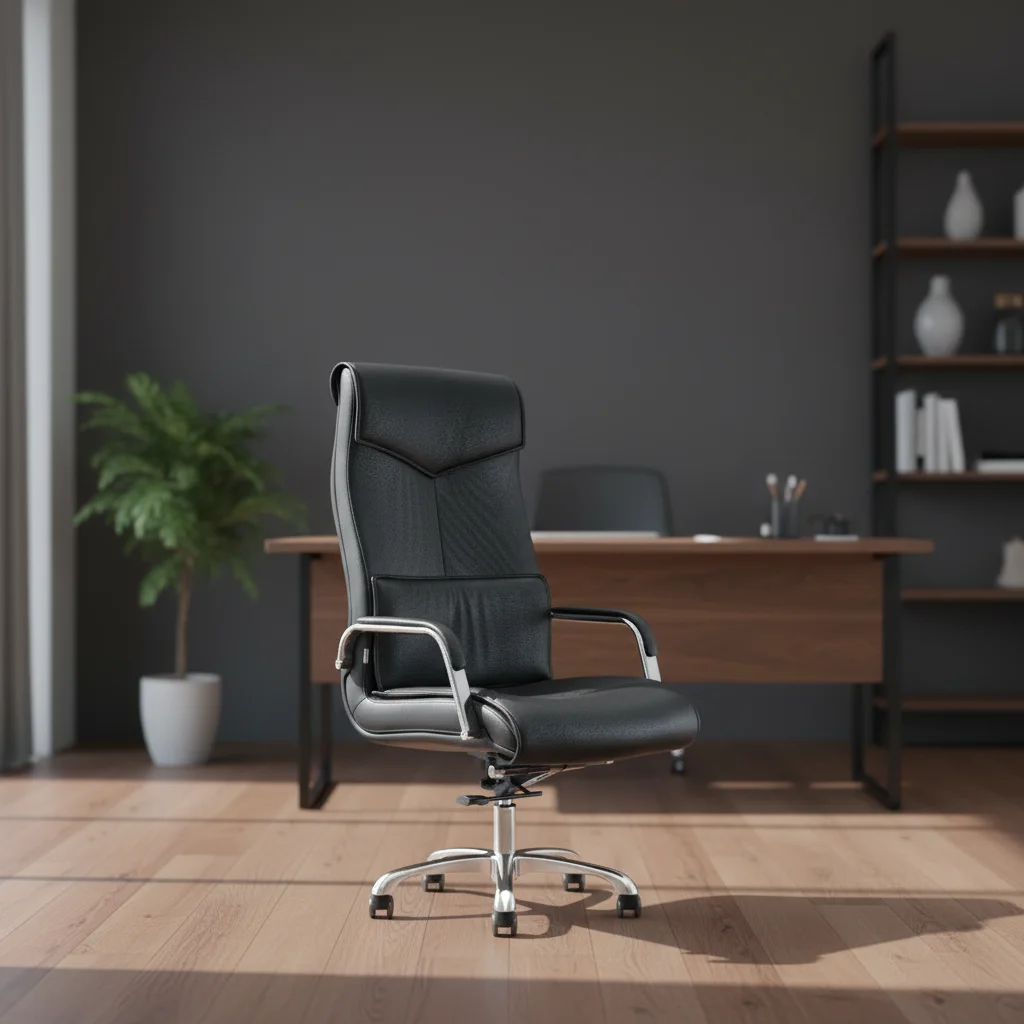 Modern Ergonomic High Density Foam PU Leather Executive Office Chair with Adjustable Height and Aluminium Base 2