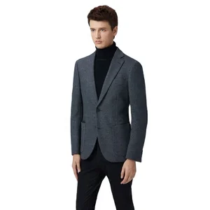 Fashion Casual Spring Autumn Lattice Pocket One Piece Blazers Suit Coat Jacket for Men