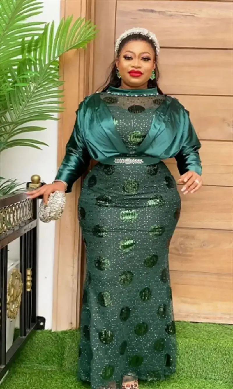 African Women Plus Size Evening Dresses Wedding Party Luxury 2023 Sequin  Gown Bodycon Mermaid Dashiki Ankara Africa Clothing Shop Our Elegant African Women Plus Size Evening Dresses