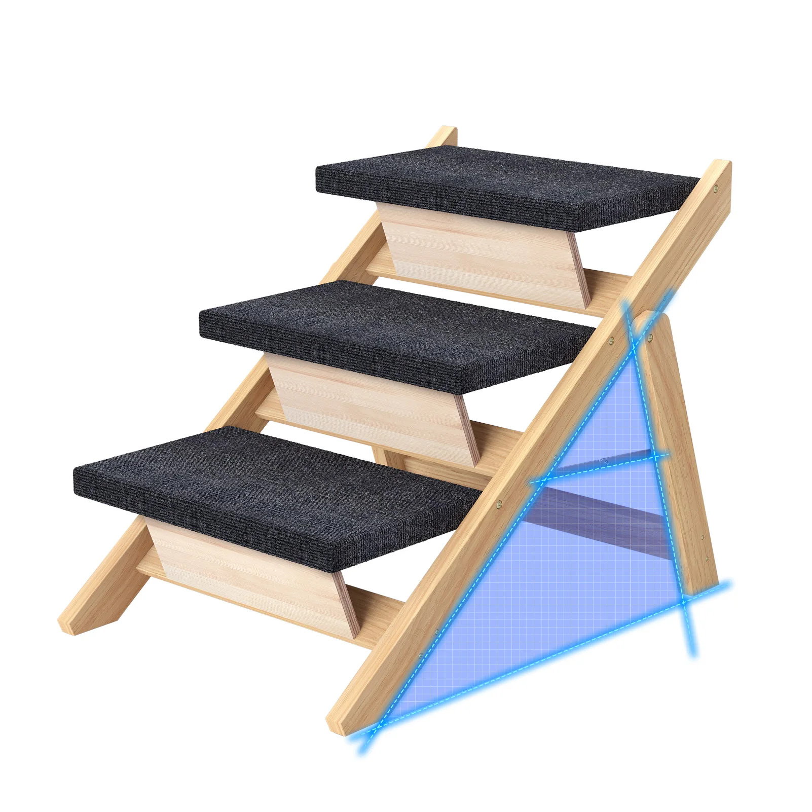 Zmaker 2/3/4 Steps Wooden Dog Stairs Foldable Pet Ramp 2in1 Pet