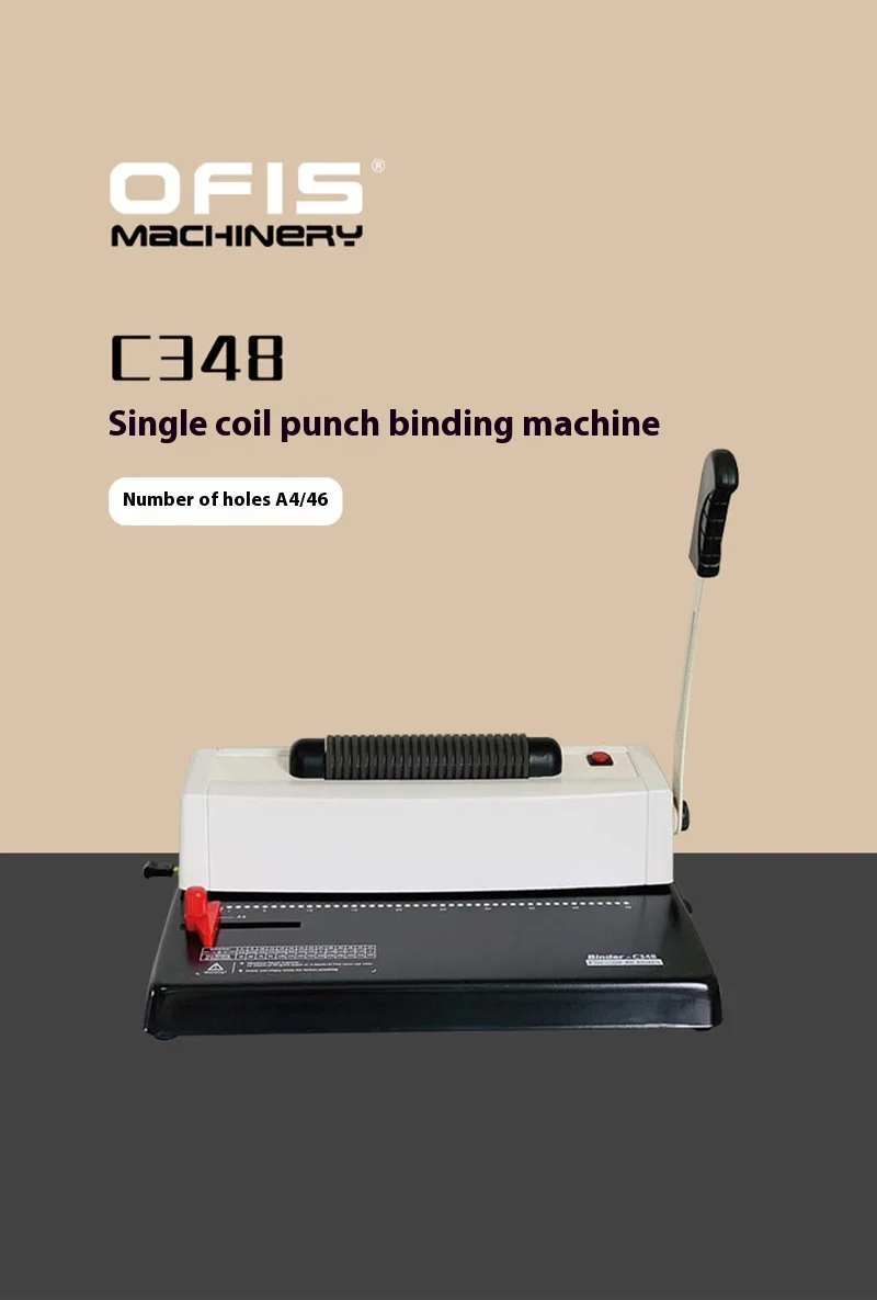 C348 Electric Binding Machine Single Coil Notebook Receipt Puncher Financial Accounting Office Wire Binding Machine