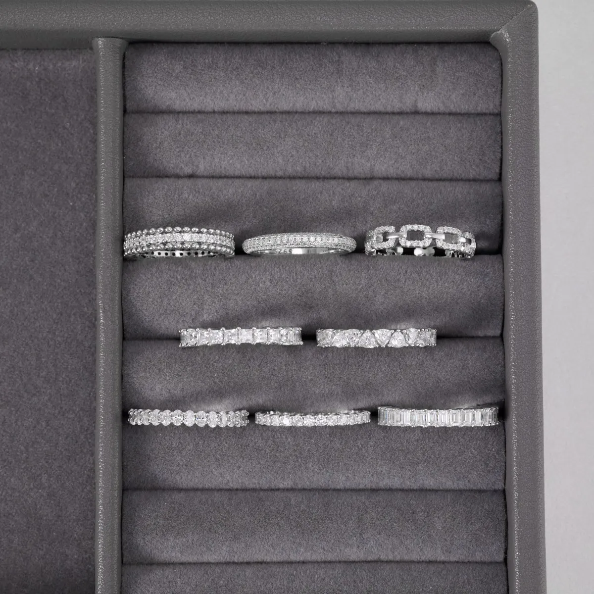 KAKODIY Exquisite Design Matte Rhodium Plated 925 Sterling Silver Eternity Band Egg Shape 5A Zirconia Wedding Bridal Jewelry Ring detail 5