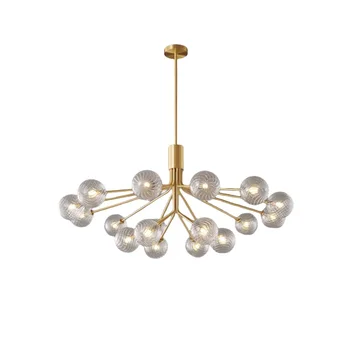 Minimalist Design Glass Ball Dining Pendant Lamp Home Restaurant Decorative Luxury Full Copper 9 12 18 Heads Chandelier