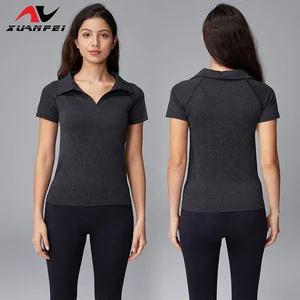Factory Direct Sales Black Professional Tennis Fitness Casual Sports Gym Training Jacket Short-Sleeved T-Shirt Yoga Top