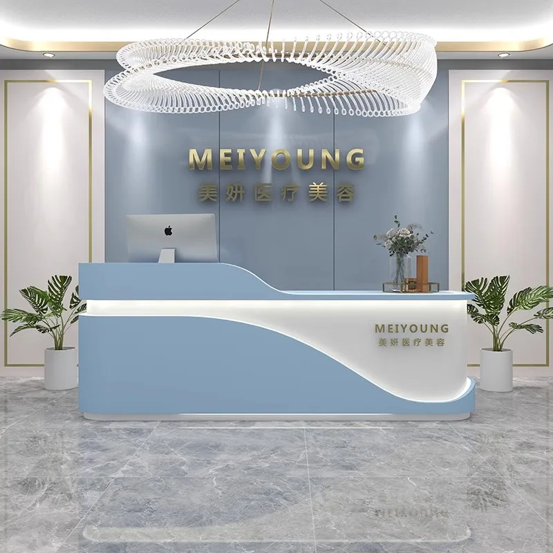 Custom Logo European Style  Office 1 Person Small Reception Counter High Quality Nordic Reception Desk