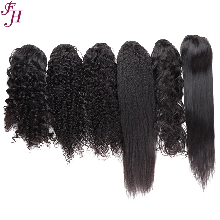 FH Afro Puff Drawstring Kinky Curly Ponytail Human Hair Straight Vietnamese Hair Afro Kinky Puff Ponytail