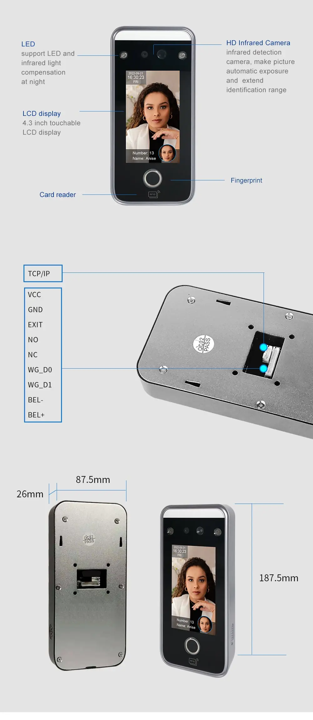 AI-Powered Face and Fingerprint Attendance Device Terminal Face ...