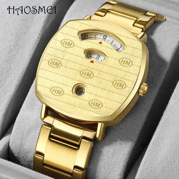 HAOSMEI BWQT449 men's niche simple style watch Fashion trend calendar steel belt quartz watch men's watch