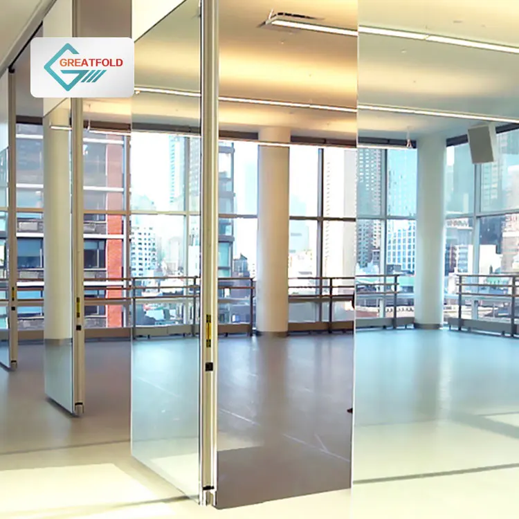 School Mirrored Gym Room Operable Partition Wall Sliding Dance Studio Mirror Movable Partition Wall Panel for Dance Studio