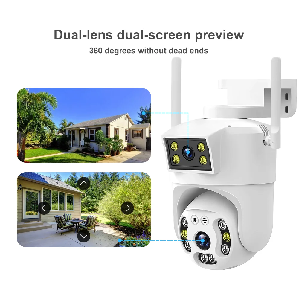 4MP Dual Lens 4G SIM Camera Outdoor PTZ Dual Screen Auto Tracking Security CCTV Video Surveillance V380 Home Smart Wireless Cam