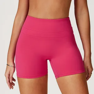 TOPKO Ladies' Brushed Tight Yoga Shorts, Elastic High-waist Peach Hip-lifting Running and Fitness Sports Shorts