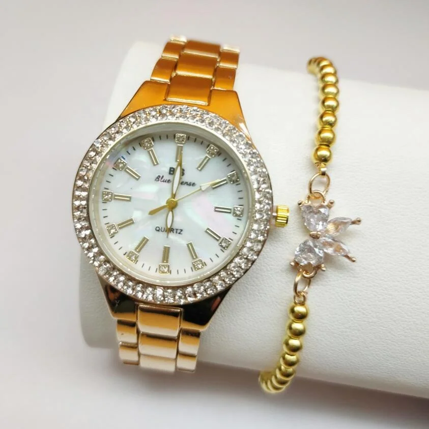 Ladies Wrist Watches Dress Gold Watch Women Crystal Diamond Watches  Bracelet Set Stainless Steel Silver Clock Women WW058