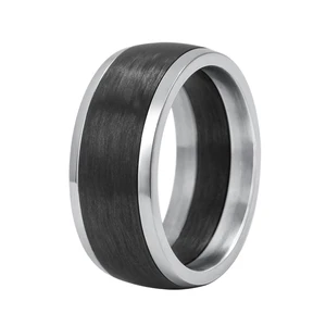 Polished and Matt Finish Stainless Steel Carbon Fiber Ring for Mens Jewelry Plain Carbon Fiber Mens Wedding Bands