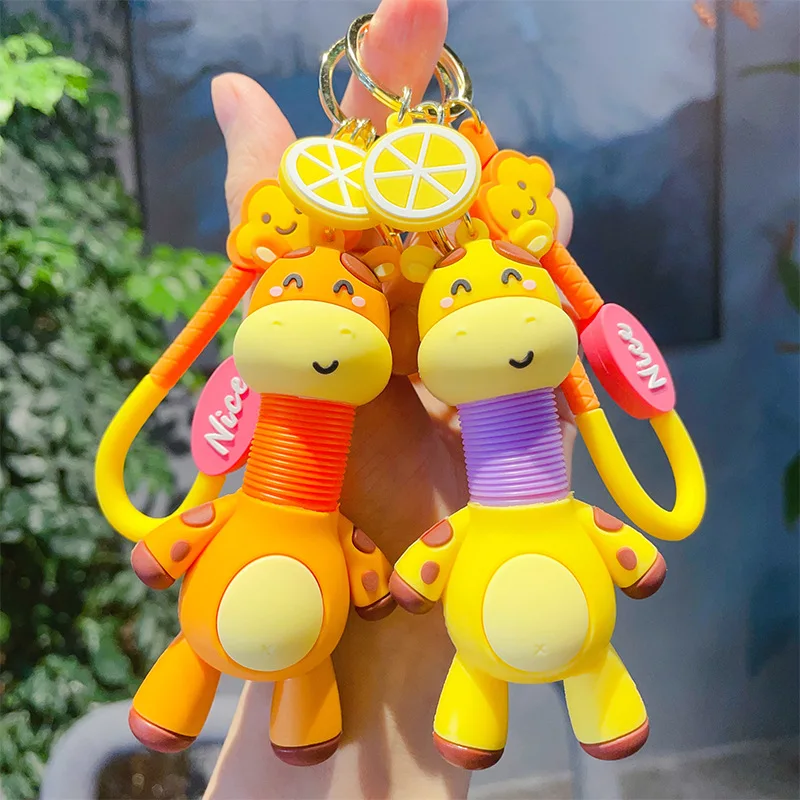 Fuqimanman2020 Cute Cartoon Animal Keychain - Elephant, Giraffe, Lion Key Ring With Wrist Strap, Ostrich Grey - View #12
