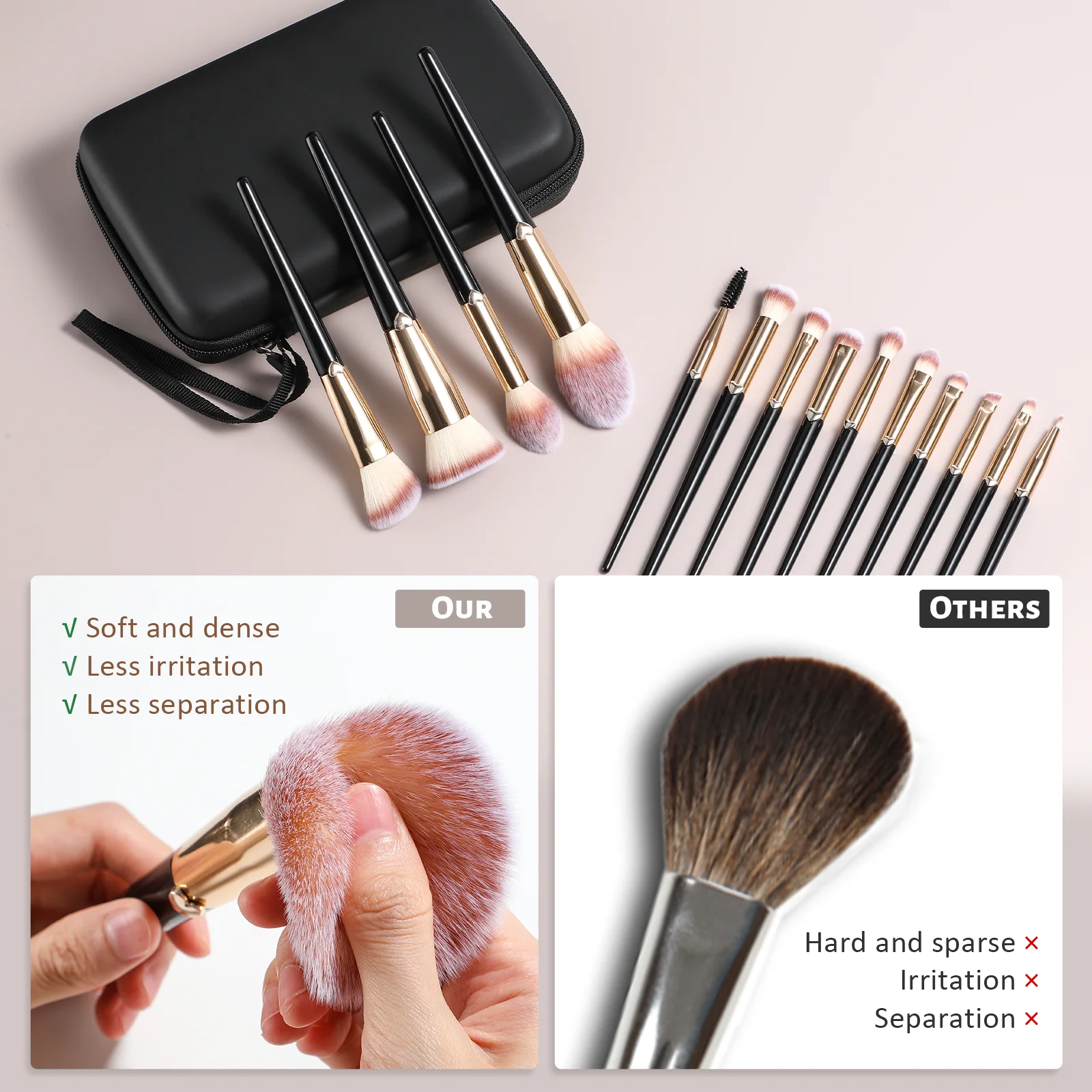 Bsmall 2023 Luxury Makeup Brushes Design Heart Handle Synthetic Hair Private Label High Quality