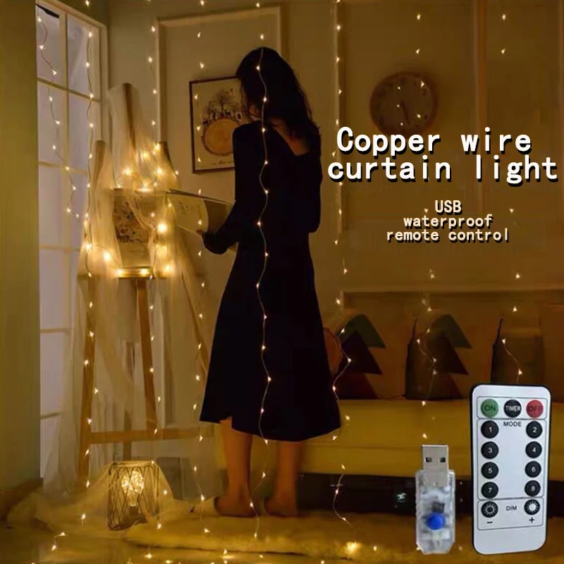 2023 New USB Remote Control 3x3 Meter Copper Wire Window Curtain Fairy Room Light  LED Christmas Day String Night Light supplier