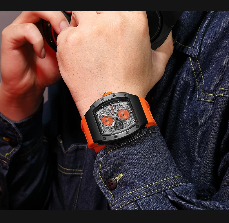 MEGIR 8411 Luxury Business Men's Quartz Wristwatch Fashion Blue Silicone Waterproof Luminous Pointer Dial Custom Watch