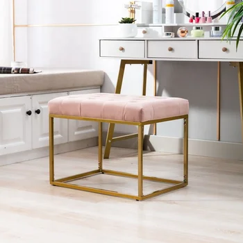 velluto sgabello trucco sgabello in metallo rosa step designer di alta  qualità pouf spogliatoio sgabello soggiorno sedie mobili