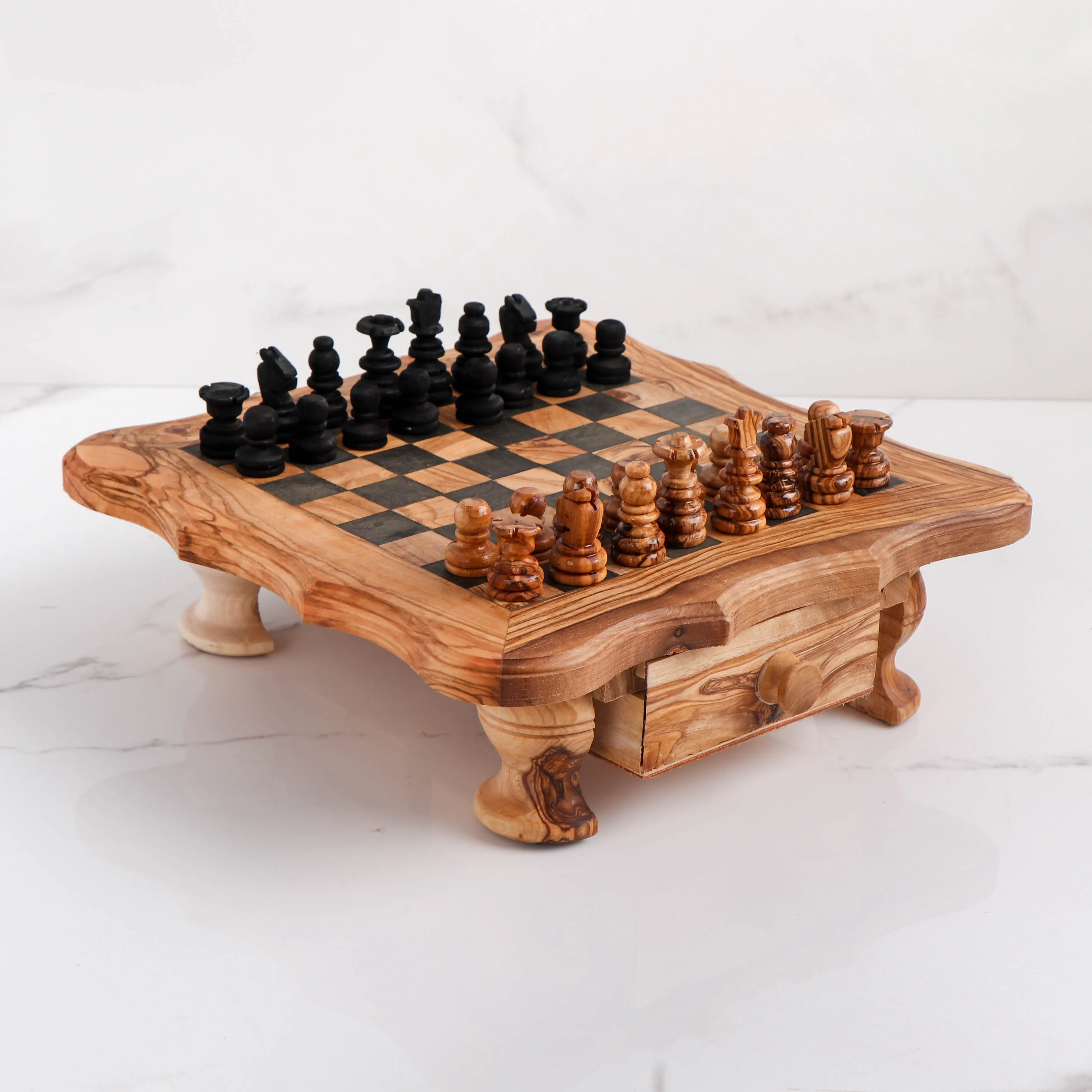 Olive Wood Handmade Chess Set (Available in 2 Sizes)