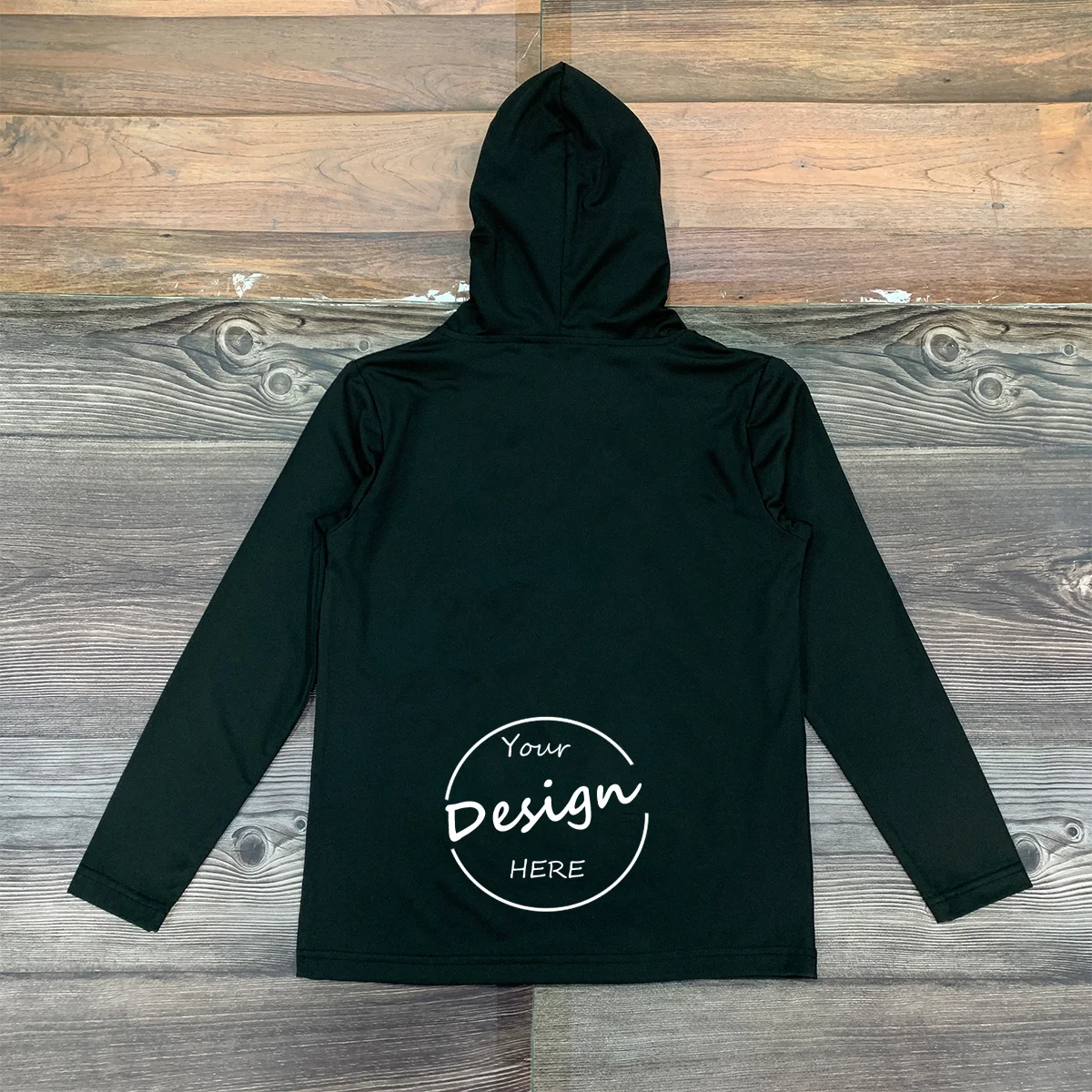 Top Sale Polyester and Spandex Hooded T Shirt Wholesale Long Sleeve Plain Color Sport Tee Shirts Quick Dry Logo