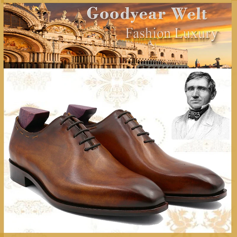 2023 Elegant Comfortable Dress Shoes & Oxfords Goodyear Welt Men Dress