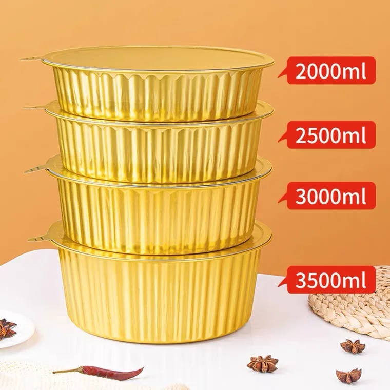 product round 180mm 1700ml custom aluminum foil food container 7inch 57oz full size tray lid foil containers with lid-6