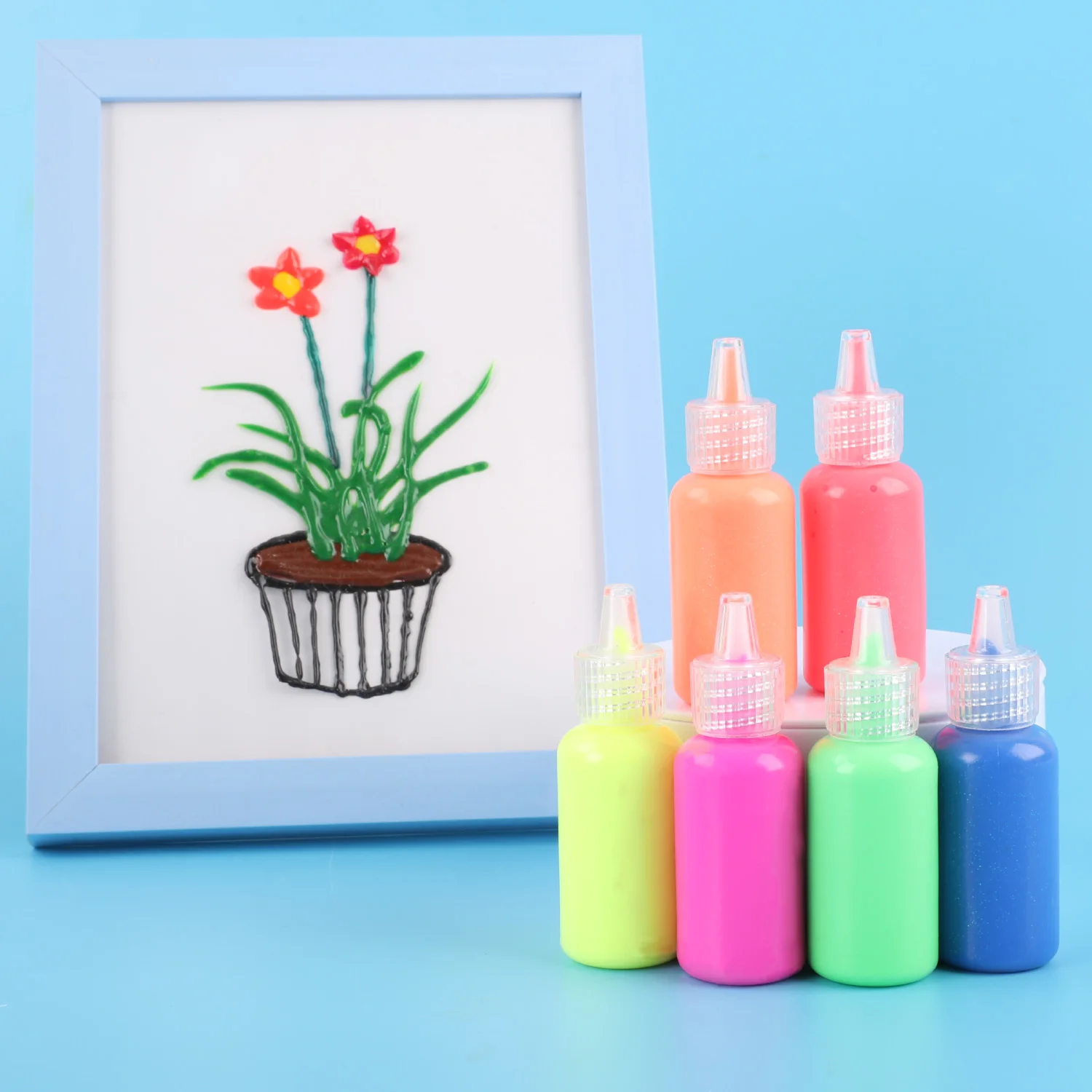 Customized Set Package 6 Color 22 Ml Glass Painting Art 3d Fabric