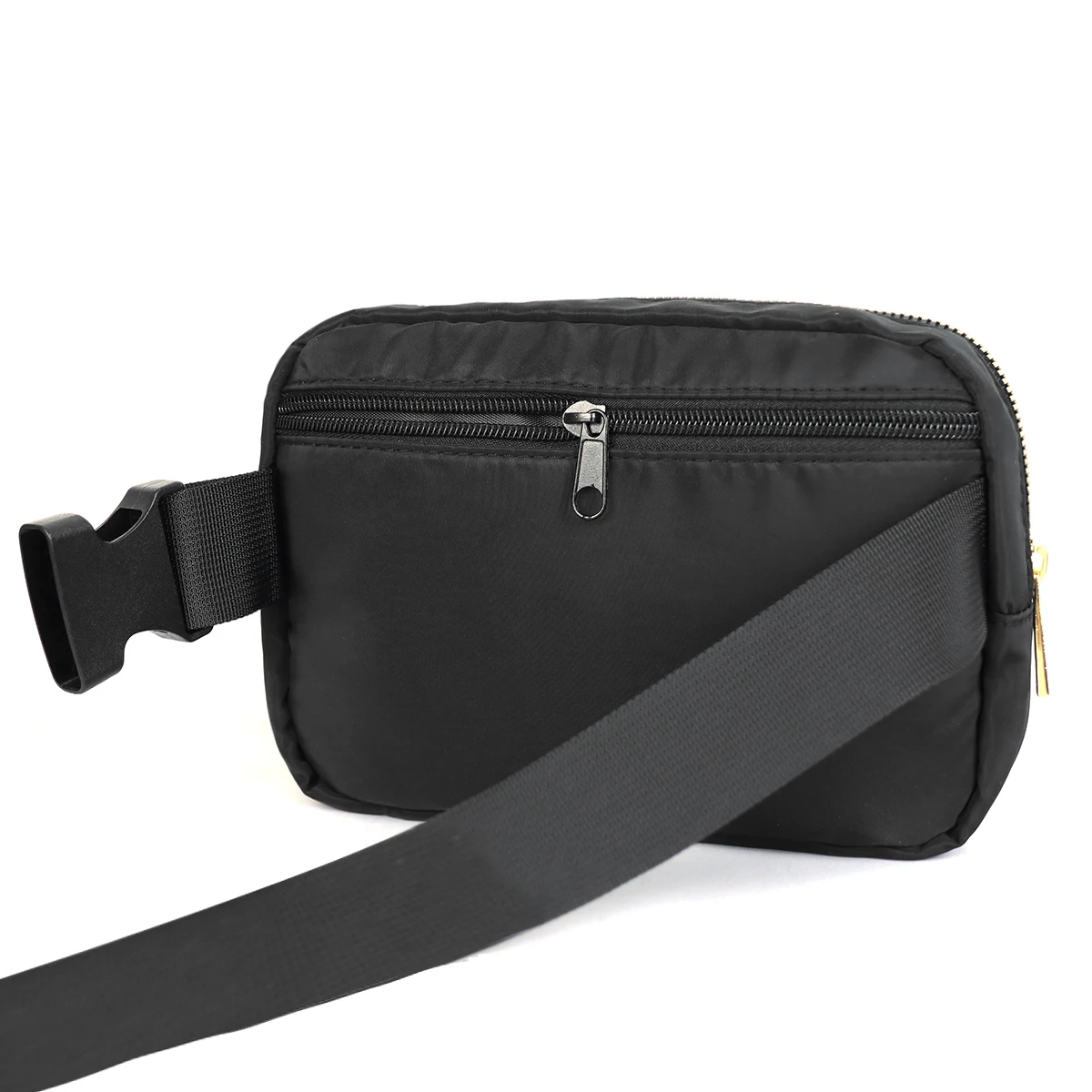 Custom Black Pouch Waist Bag Unisex Mini Belt Bag Adjustable Strap Waterproof Nylon Fanny Pack