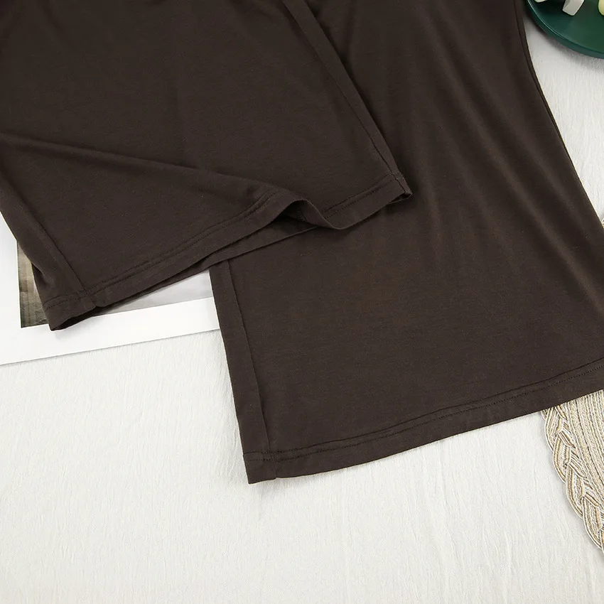 New Spring/summer Soft and Comfortable Knitted Rayon Long-sleeve Pajama Set (top and Pants) - Wholesale Cross-border Loungewear — detail