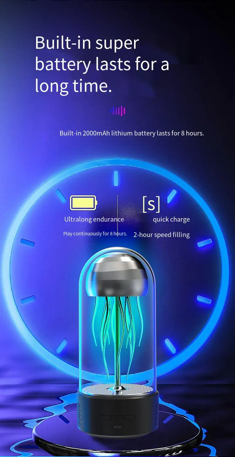 360 Degree Stereo Surround Desktop Colorful Cool Color Light Jellyfish