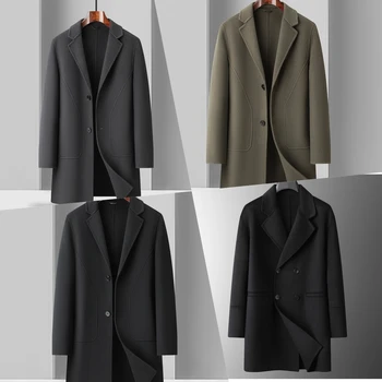 Winter Wool Coat Men Leisure Long Sections Woolen Coats Men's Pure Color Casual Fashion Overcoat Coat Men Clothing