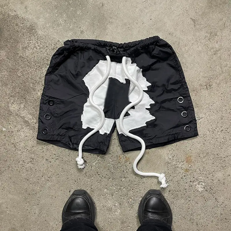 Custom Unisex Embroidery Patch 100% Nylon Breathable Shorts Fitness Workout Gym Basketball Shorts With Drawstring gallery 7