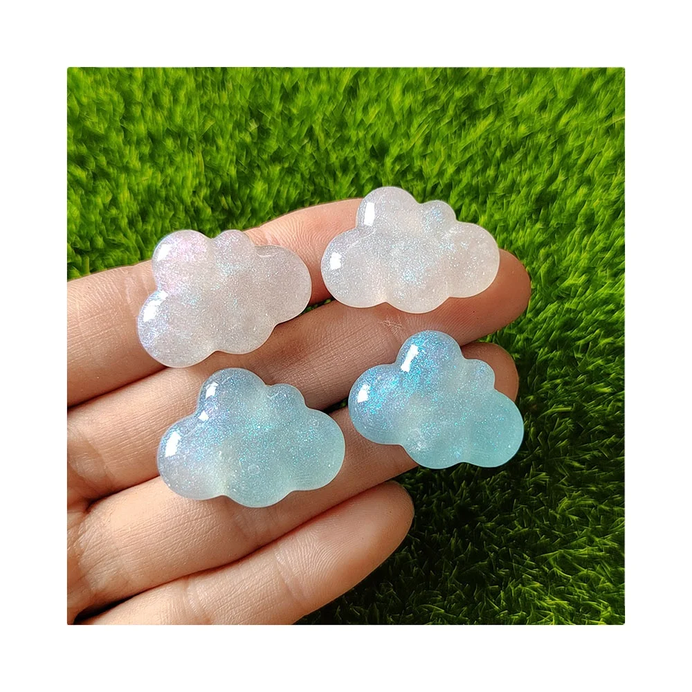 100Pcs New Colorful Glitter Cloud Embellishment Buttons Flatback Resin Cabochons for DIY Phone Handcraft  Handmade Decor