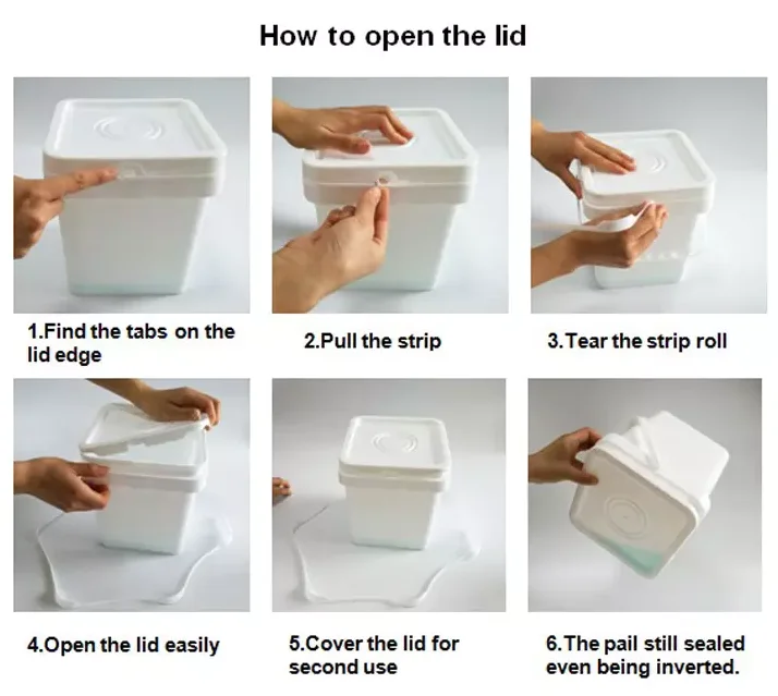 10 Litres Plastic Container With Hinged Lid Yellow Paint Bucket And