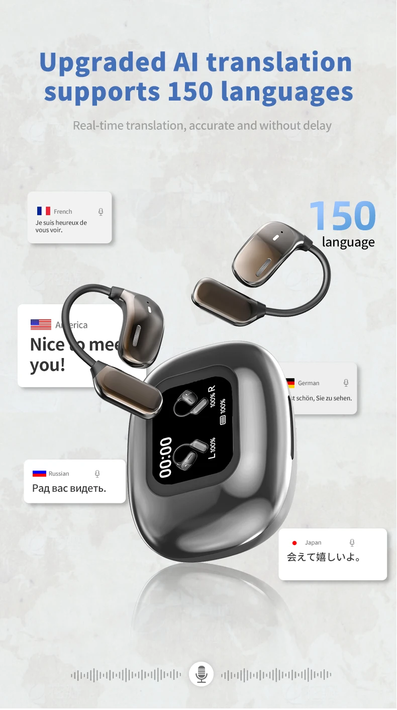 Welcome OEM Order, Factory Whole Selling 2025 Jm16 Wireless Earphones With Ai Translation 150 Languages Headset Smart Lcd Touch Screen Sport Earbuds For Office - Buy Wireless Earphones sport Earbuds Headset jm16 Earphone