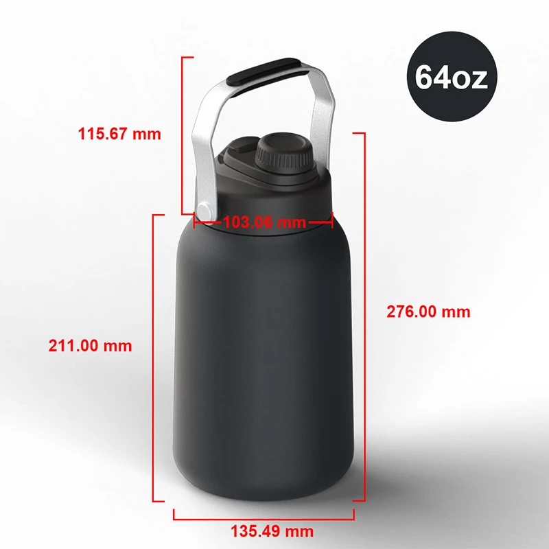 64 Oz 128 Oz Insulated Vacuum Sports Water Bottle With Straw Lid ...