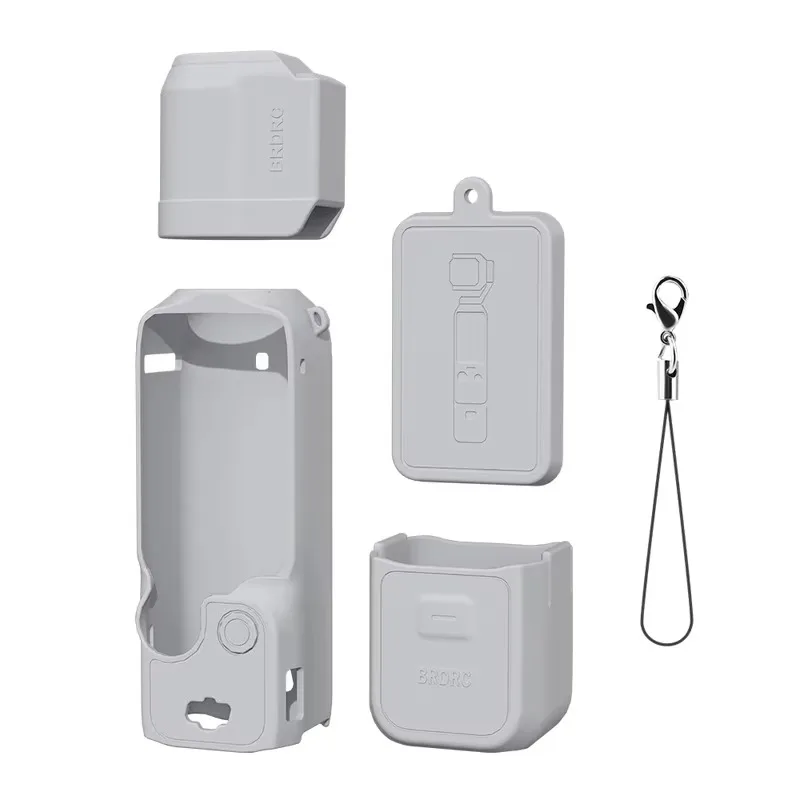 product laudtec for dji osmo pocket 3 silicone protective case lens screen cover shockproof hand strap sports camera accessory sjk1083-11