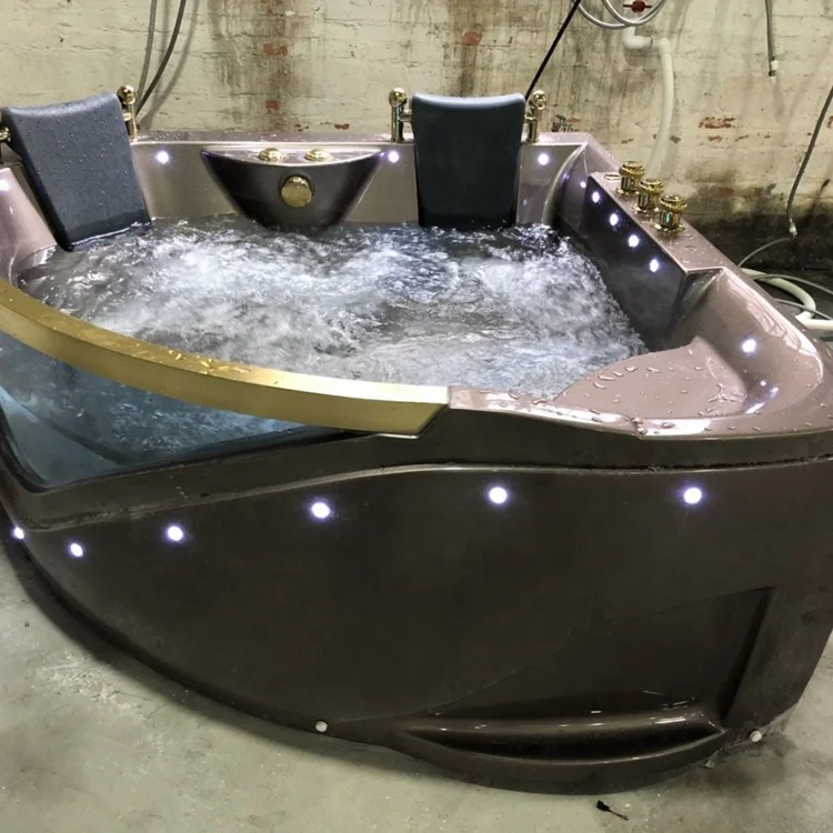 European Style LED Light Whirlpool Bath Tub Portable SPA Massage Bathtub