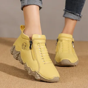 Women's Winter Chukka Ankle Boots with Side Zipper Rubber Outsole-Casual Outdoor Large Size