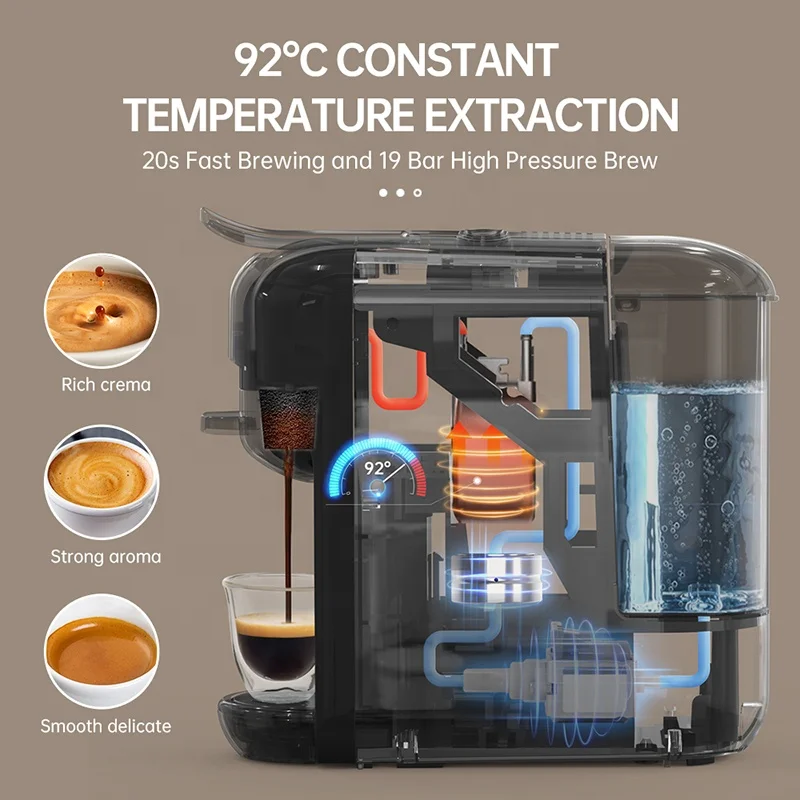 cafelffe コーヒーマシーン CAFELFFE自動カプセルコーヒーマシン5-in-1ホット/コールド