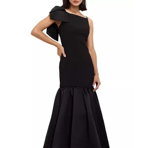 Popular Style Lady Evening Dress Elegant Oversized Bow Mermaid Flounced Hem Maxi Fit Dress Women's Dresses