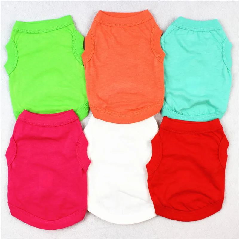 Summer Cheap 100 Cotton Plain Color Pet Clothes Blank Dog T Shirt