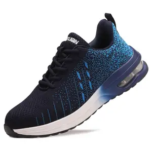 JIANKUN CE SB PL Anti-Impact Steel Toe for Men Fabric Knitting Fabric Anti-Slip Wear-Resistant PU+Air Cushion Sport Work Shoes