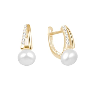 Fresh Water Pearl Earrings 18K Gold Plated Dangle Leverback Sterling Silver Cz Zircon Dainty Drop Earring Pearl Jewelry