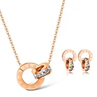 Jewelry Cz Necklace Set Factory Price Fashion Rose Gold Plated Women CZ Diamond Necklace Earrings Jewelry Sets