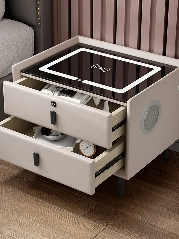 Wireless Charging Furniture Smart Nightstand Fingerprint Lock Smart
