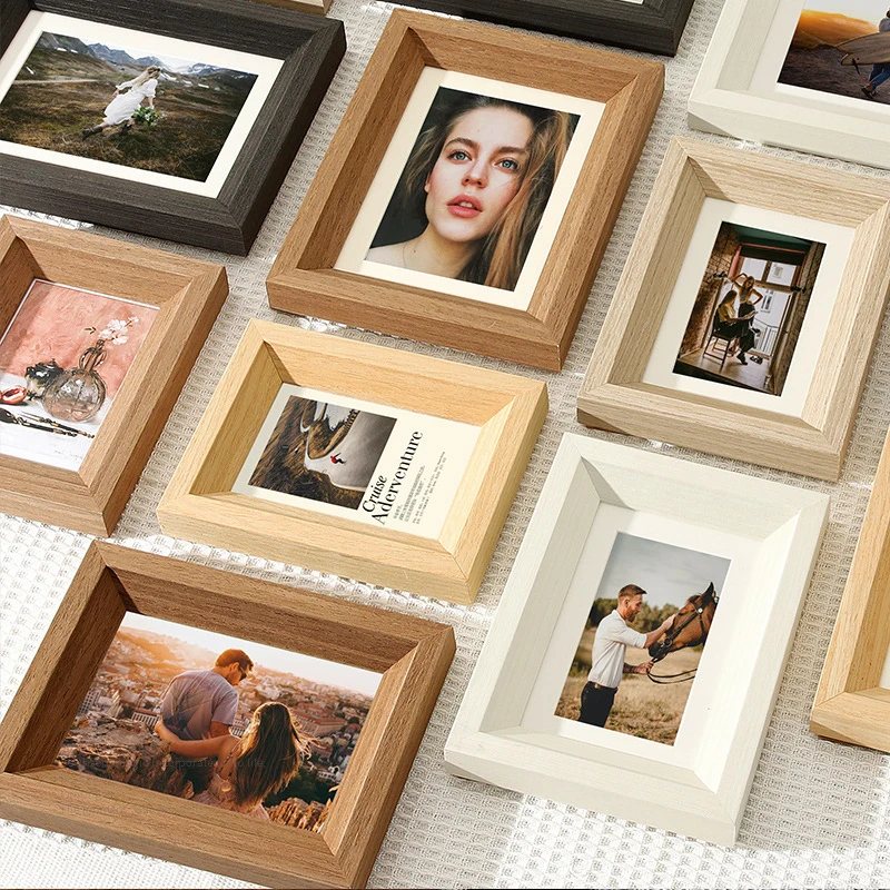 Customized Display Oak Photo Frames Stand Luxury Vintage Wall Hanging Table Desktop Bamboo Wood Photo Frame